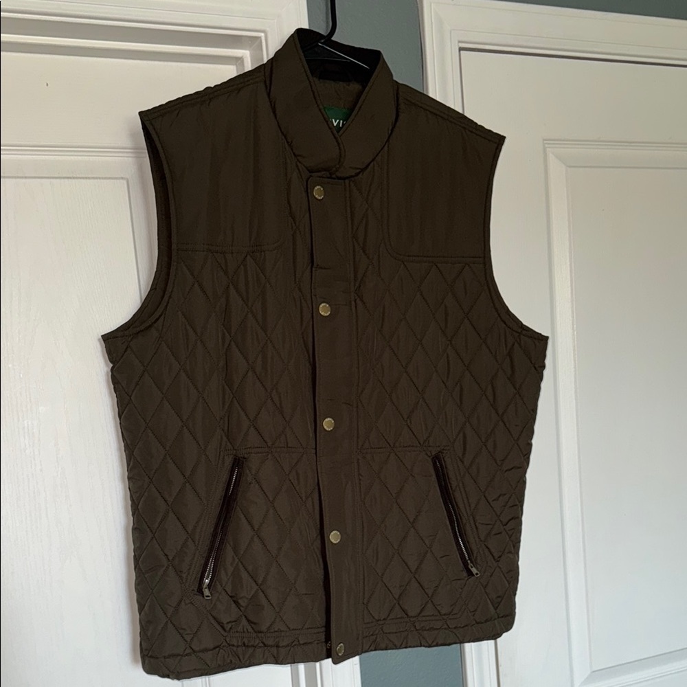 Orvis Brown Quilted Vest with Stand-Up Collar